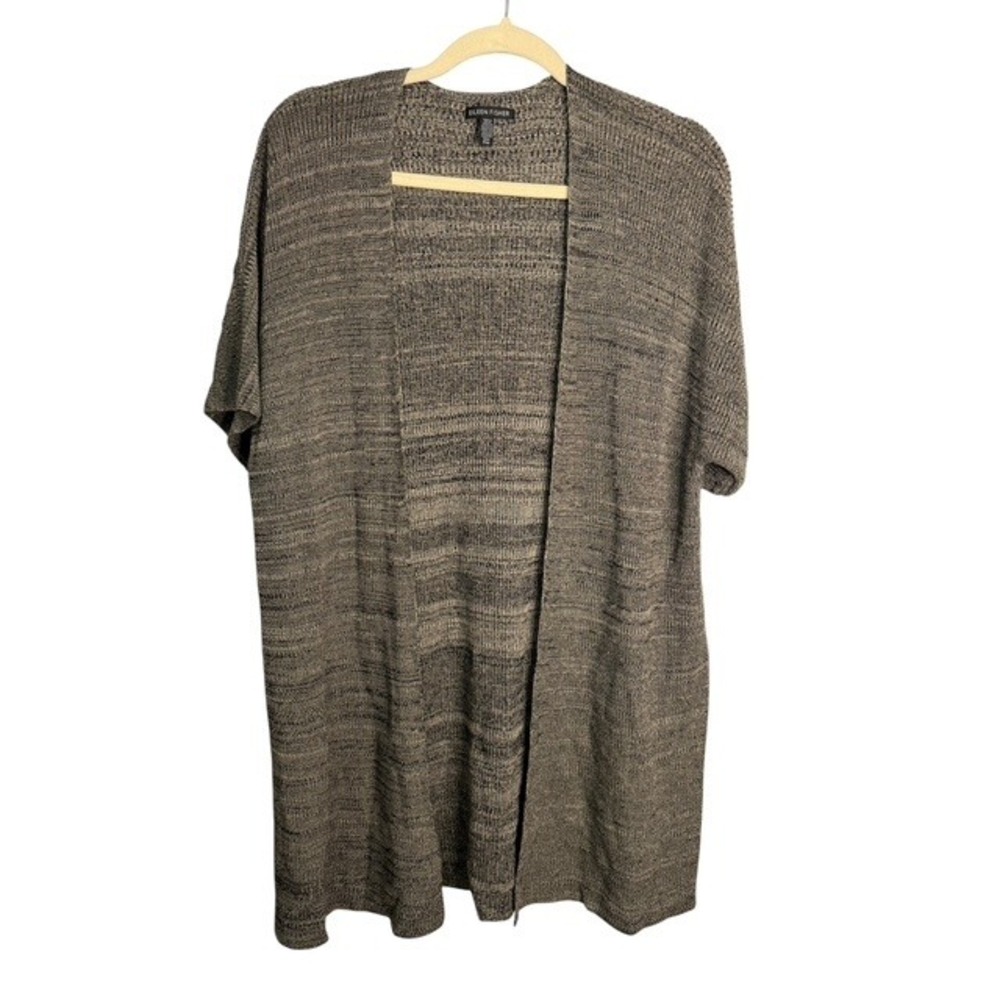 Eileen Fisher Sweater Women's Small/Medium Open Front Cardigan Oversized Brown